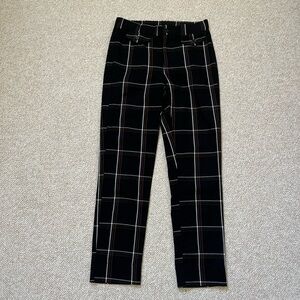 Black Windowpane plaid pull on pants